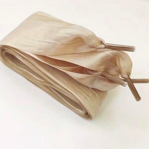 Champagne Wide Satin Ribbon Shoelaces 2 Inch Flat Silk Sneakers Laces 47 Inch